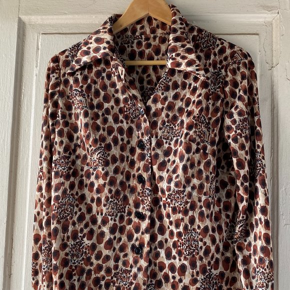 Vintage 70s cheetah-print button-down shirt - Picture 1 of 3